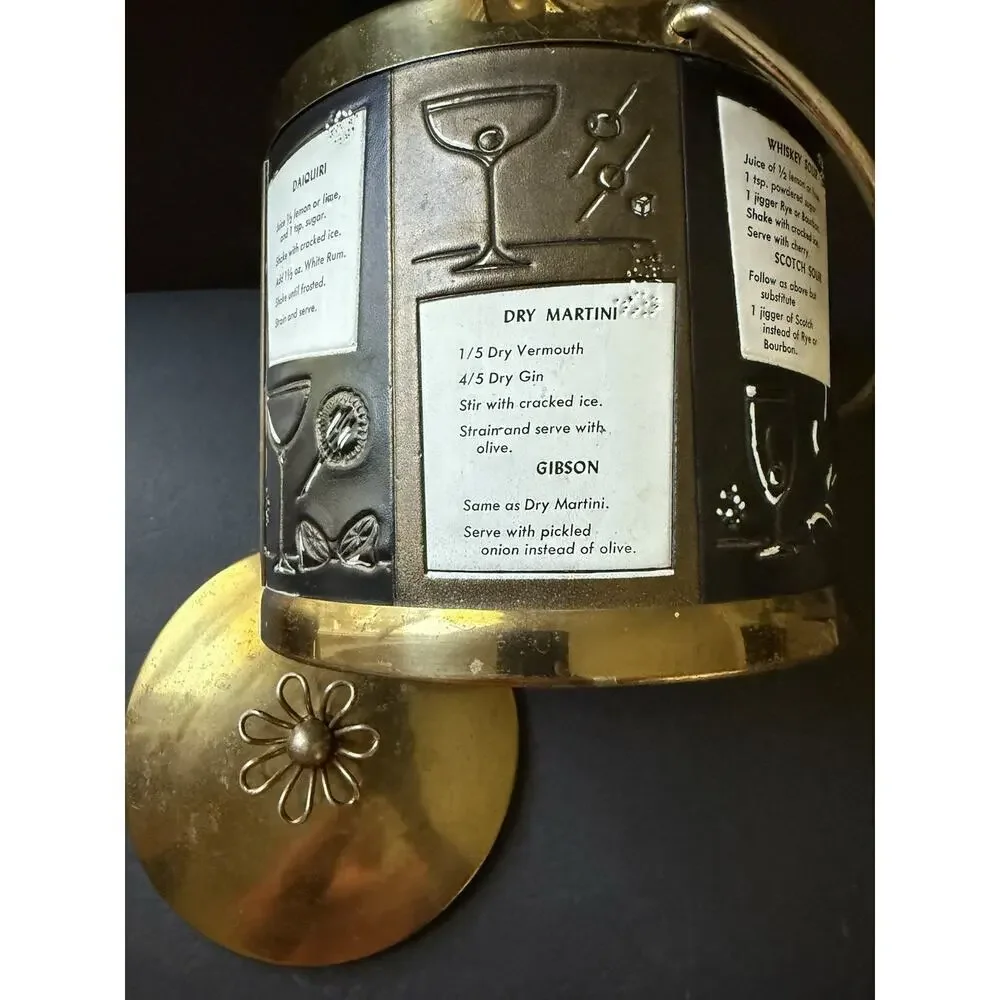 Vtg Ice Bucket Serve Master Ice Bucket Barware MCM Cocktail Drinks 1960s Brass